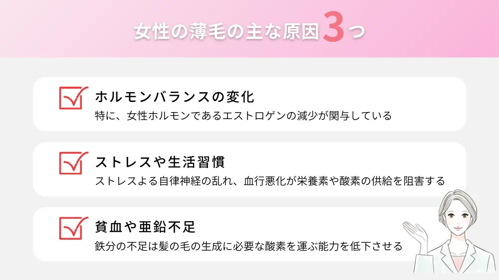 女性の薄毛の主な原因