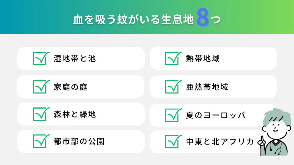 血を吸う蚊はどこに生息している？
