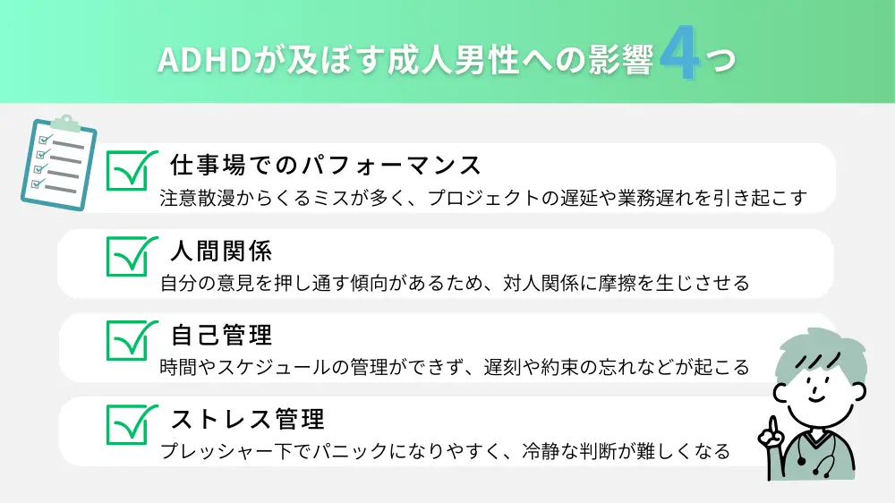 大人の男性におけるADHDの特性