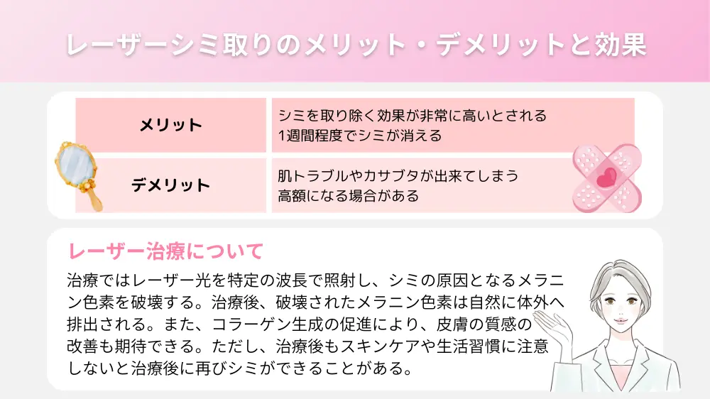レーザーによるシミ取りのメリット・デメリットと効果