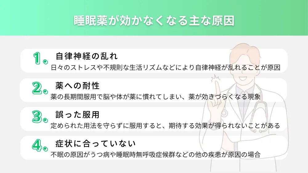 睡眠薬が効かなくなる主な原因