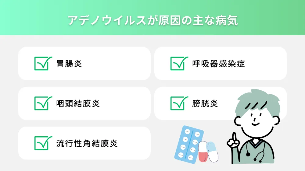 アデノウイルスが原因の病気