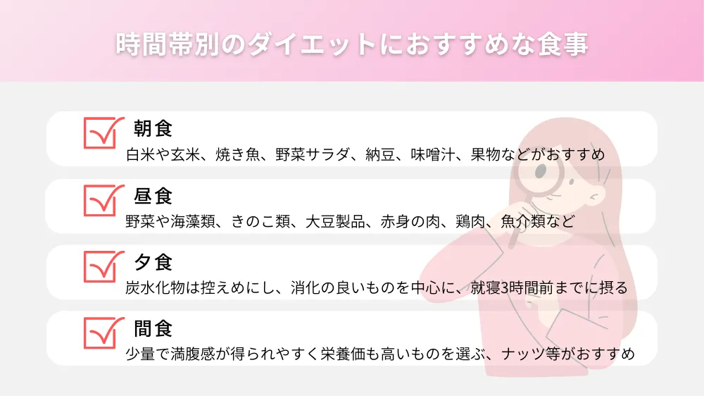 時間帯別のダイエットにおすすめな食事メニュー