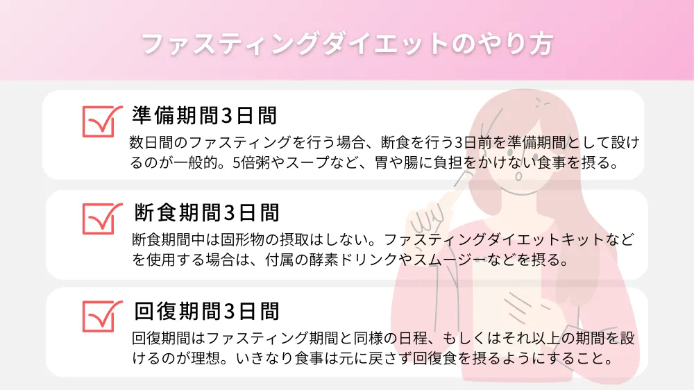ダイエットに効果的とされるファスティングのやり方