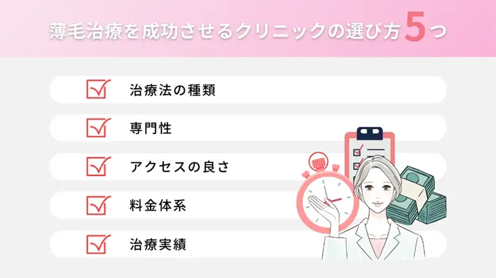 女性の薄毛治療を成功させるためのクリニックの選び方