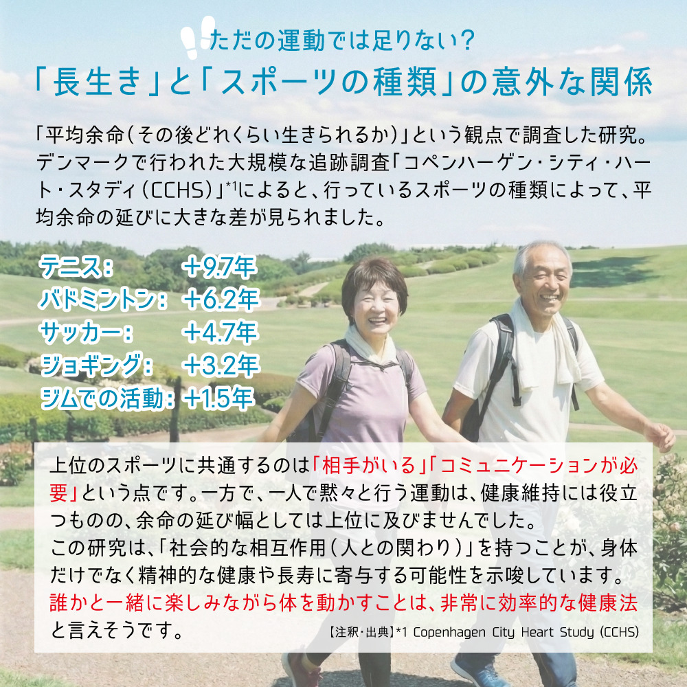 「長生き」と「スポーツの種類」の意外な関係