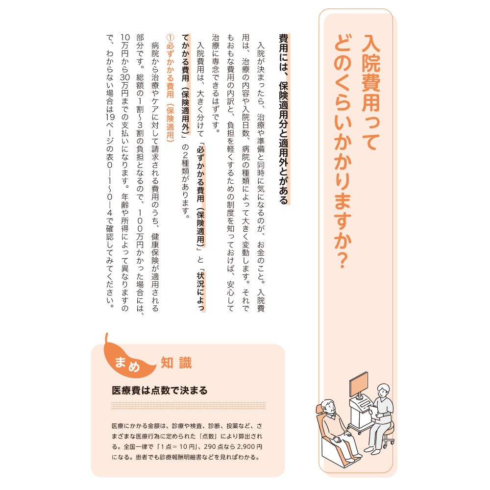 入院・転院・退院の困りごと完全解決！ １章 入院費用ってどのくらいかかりますか？ 費用には、保険適用分と適用外とがある