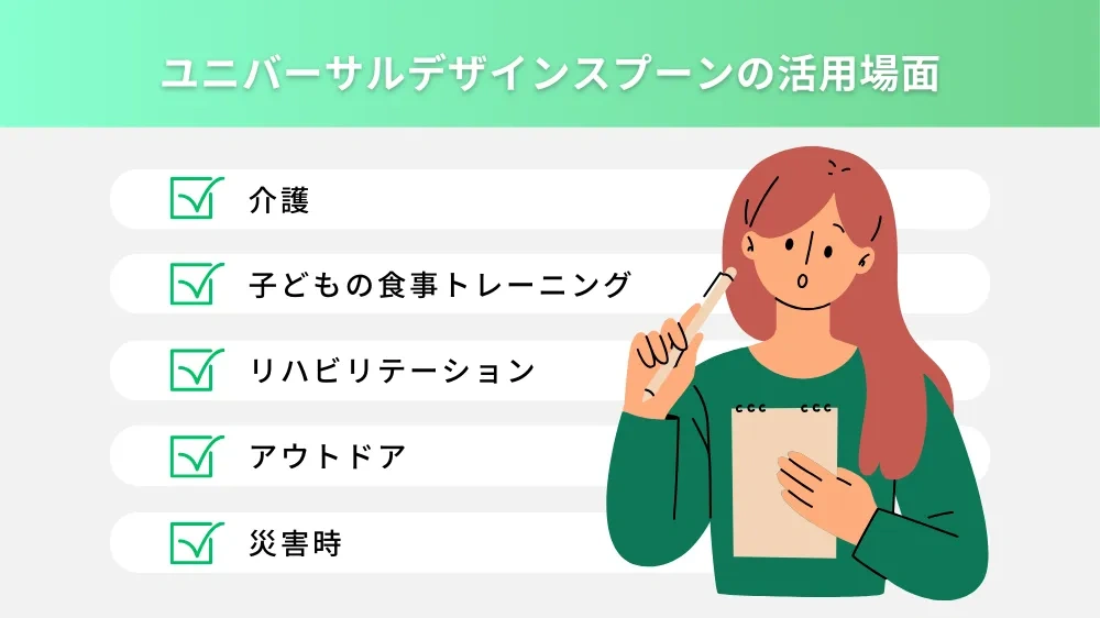 UDスプーンの工夫を示すイラスト