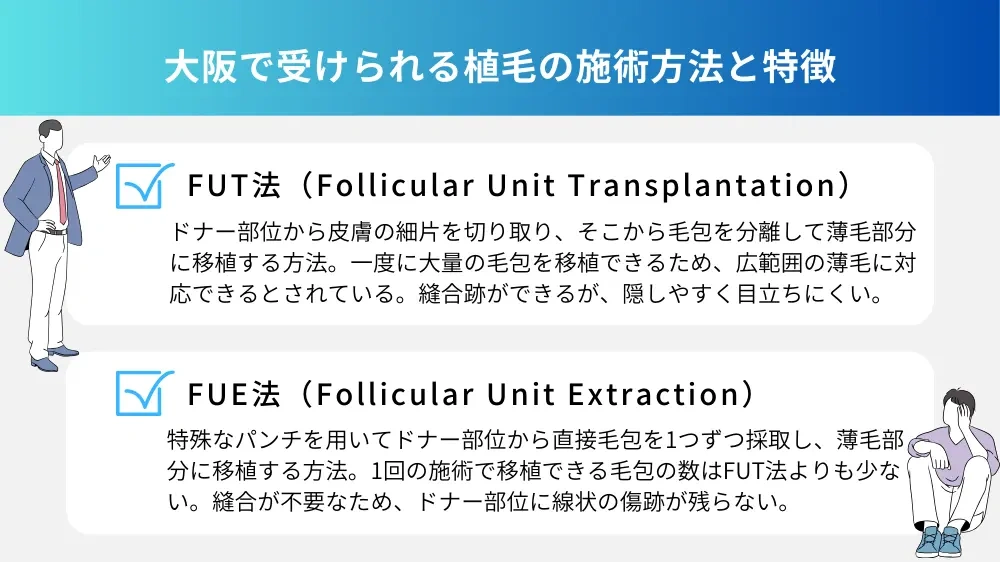 大阪で受けられる植毛の施術方法と特徴