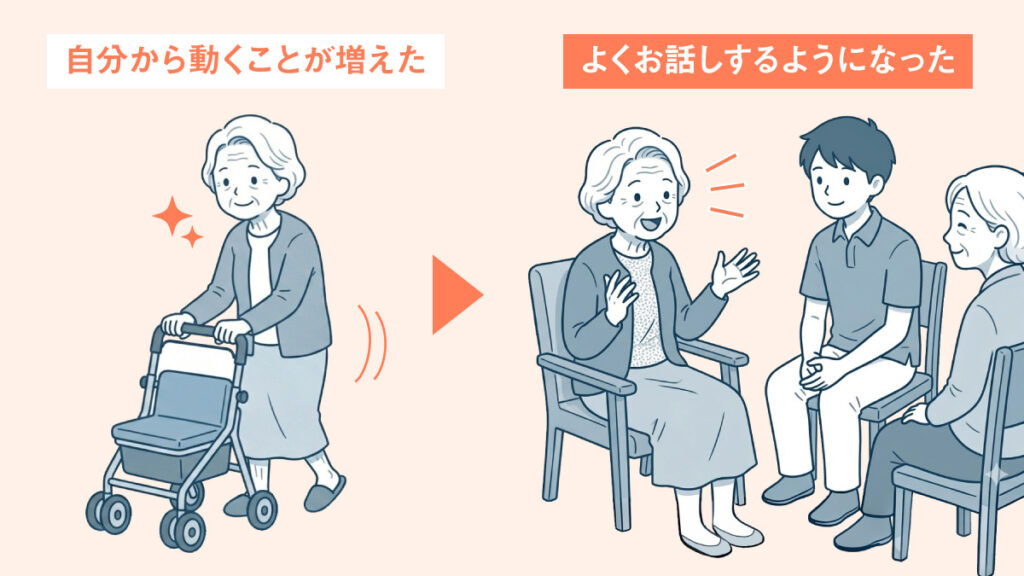 自分から動くことが増えた→よくお話しするようになった