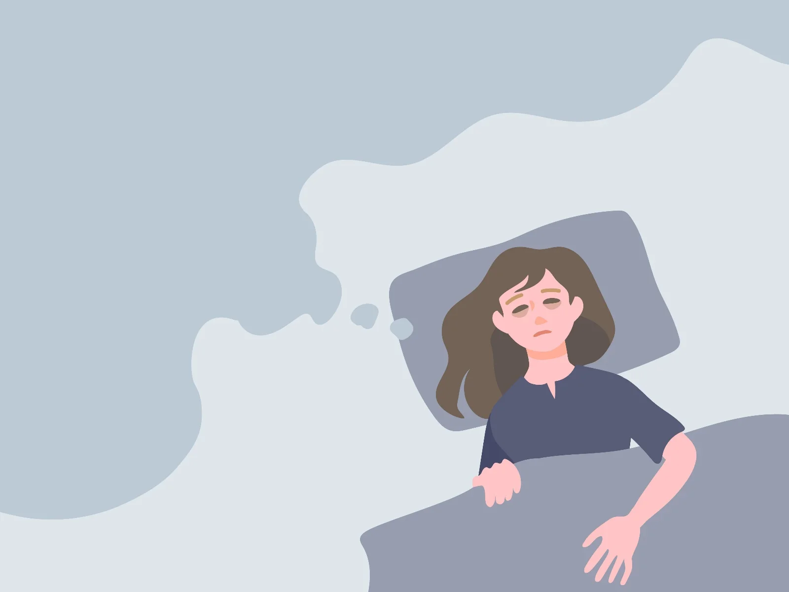 眠れずに悩む人と睡眠障害のイメージ