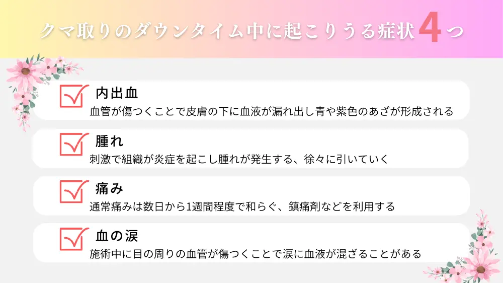 クマ取りのダウンタイムがひどい場合の症状は？