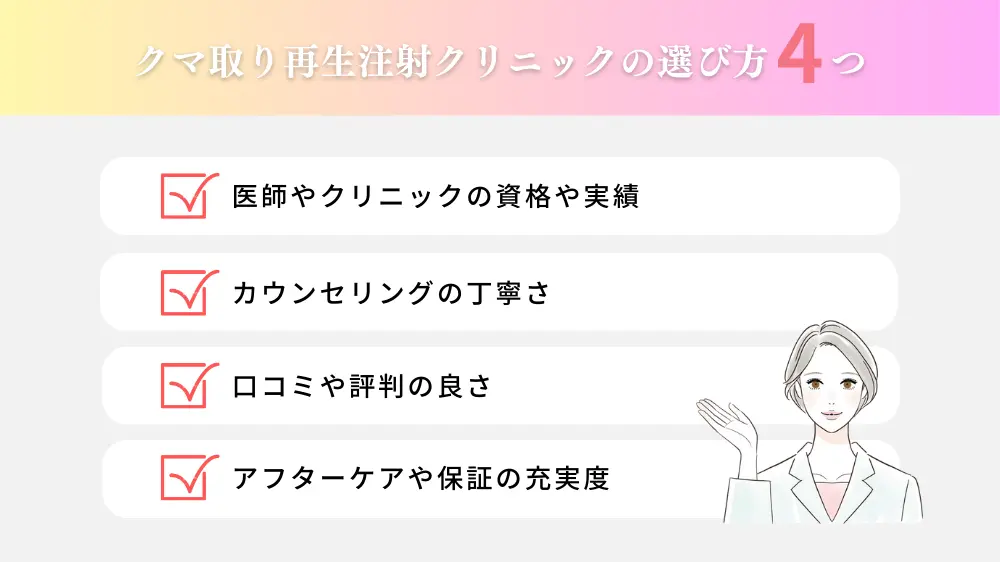 クマ取り再生注射を受けるクリニックの選び方