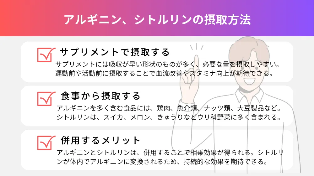 アルギニン、シトルリンの摂取方法とは？