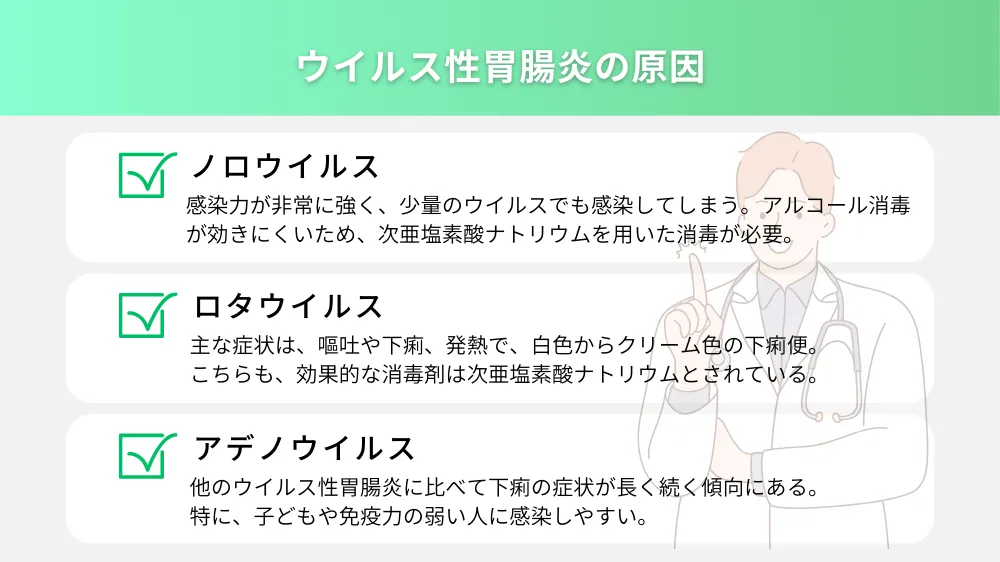 原因となる代表的なウイルス